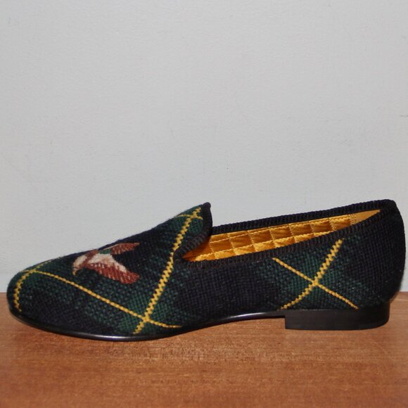 Polo Ralph Lauren Paxton Needle Point Plaid Duck & Hound Slippers Mens 9.5 - Picture 2 of 8